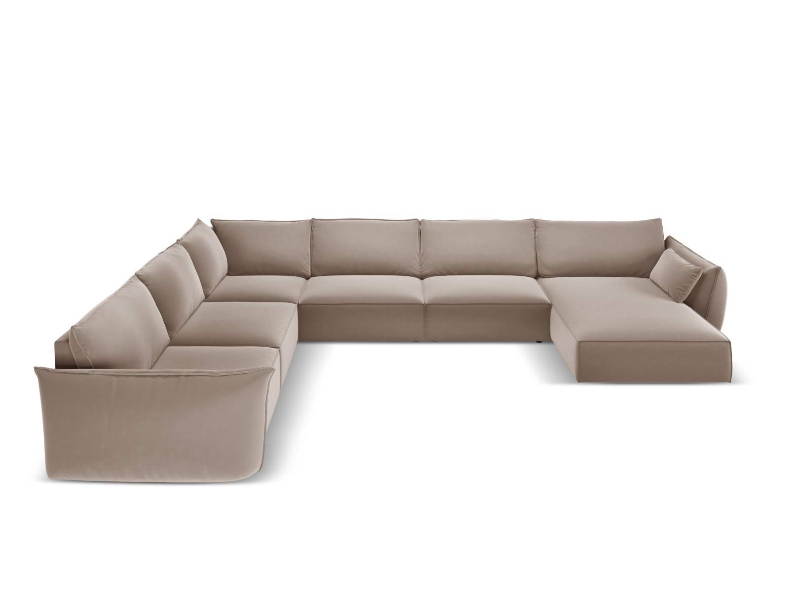 Velvet Panoramic Left Corner Sofa, "Kaelle", 8 Seats, 384x284x85