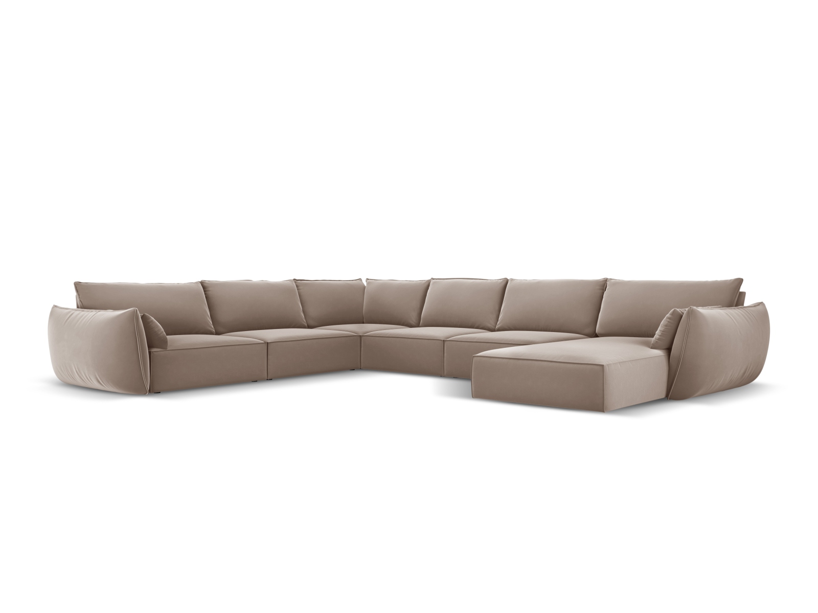 Velvet Panoramic Left Corner Sofa, "Kaelle", 8 Seats, 384x284x85