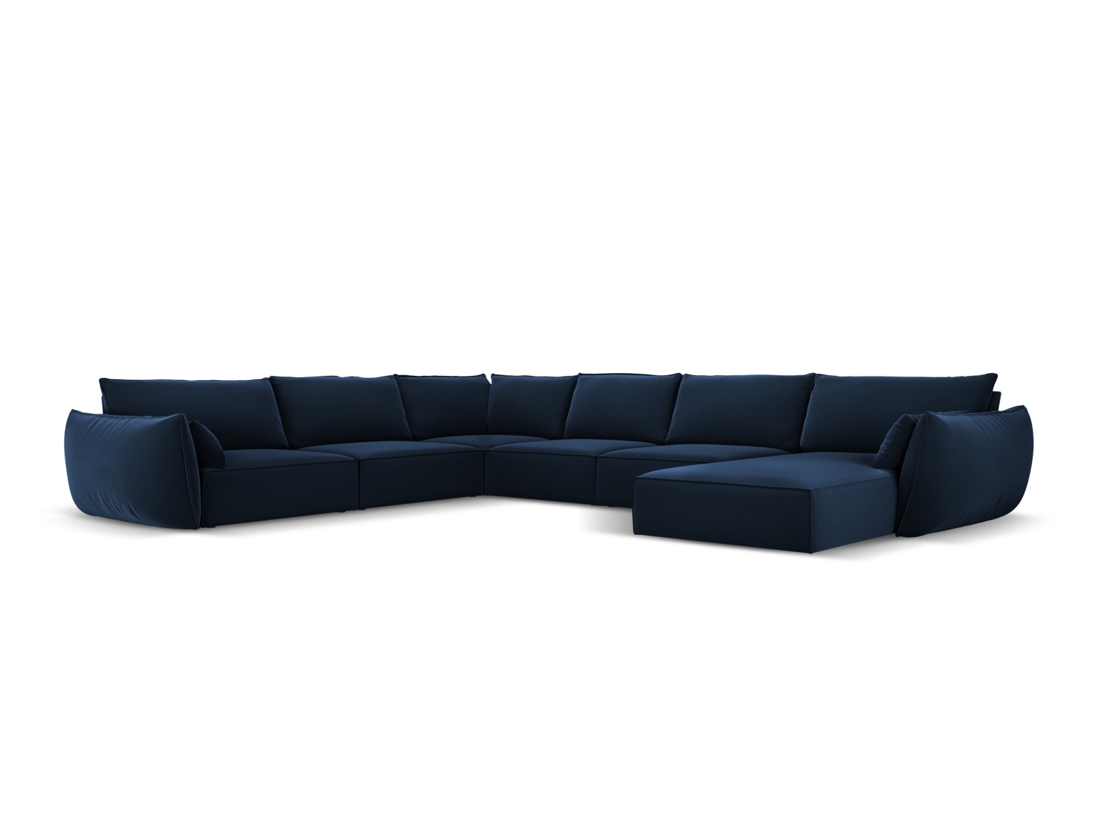 Velvet Panoramic Left Corner Sofa, "Kaelle", 8 Seats, 384x284x85