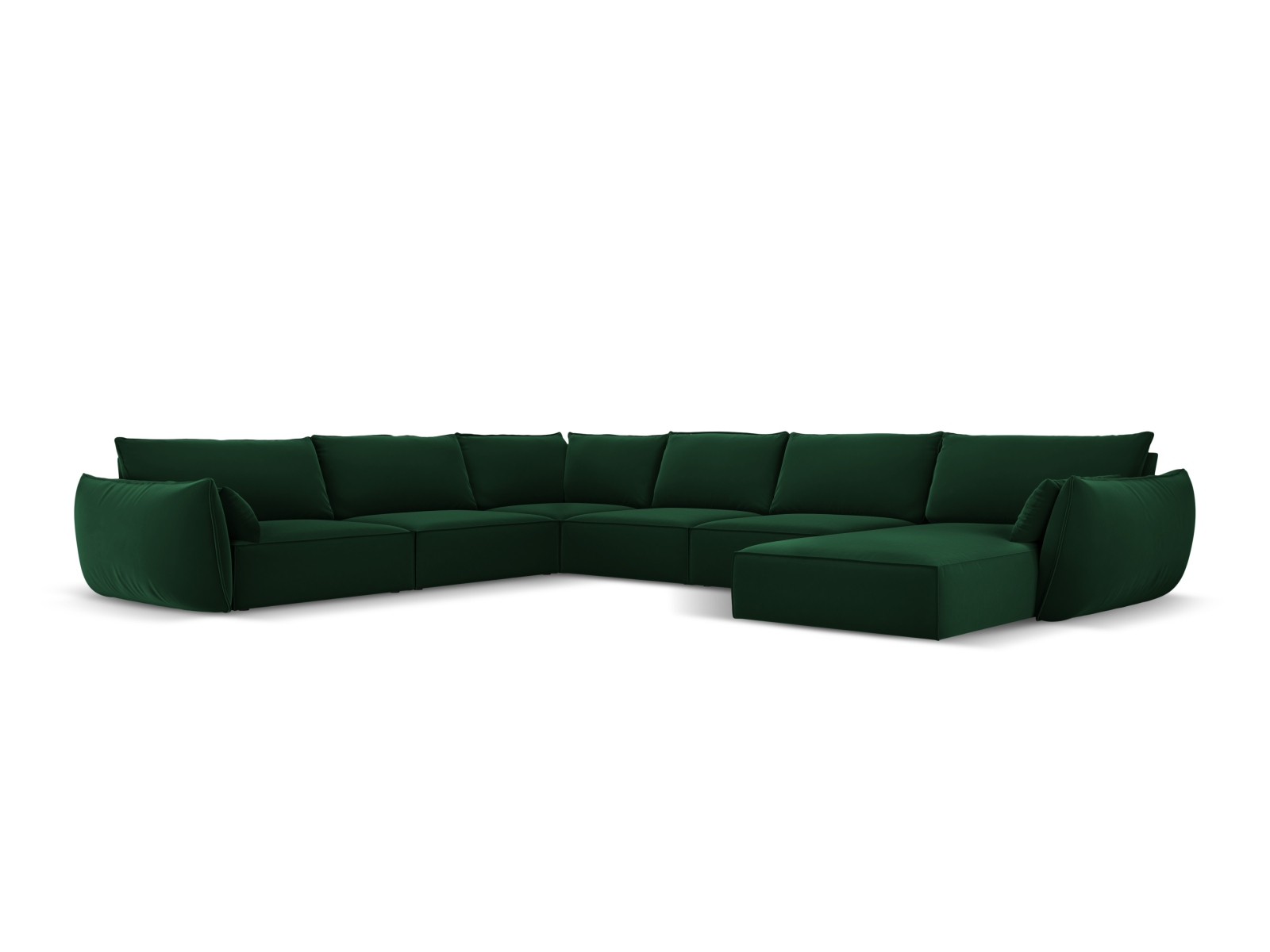 Velvet Panoramic Left Corner Sofa, "Kaelle", 8 Seats, 384x284x85