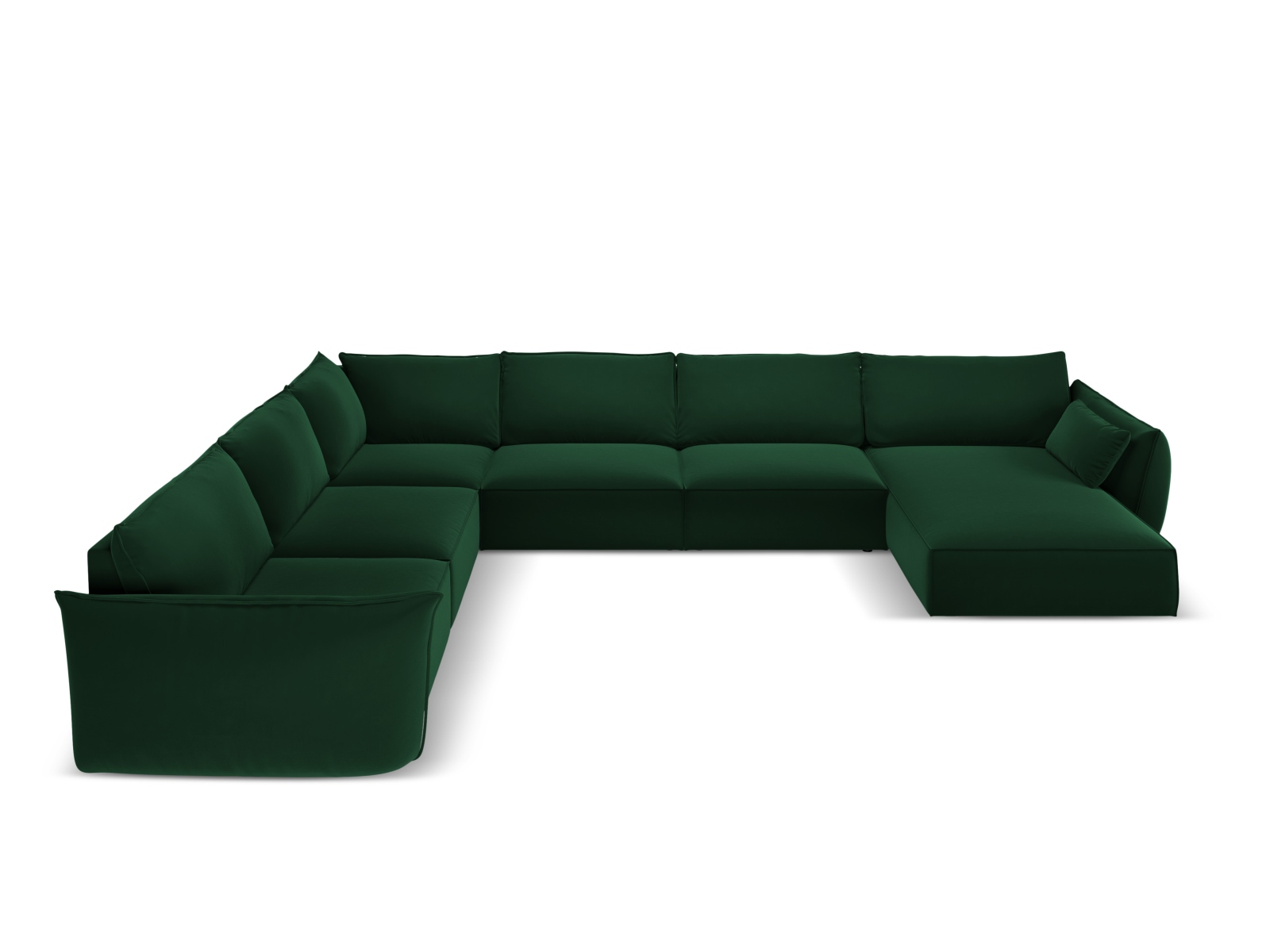 Velvet Panoramic Left Corner Sofa, "Kaelle", 8 Seats, 384x284x85