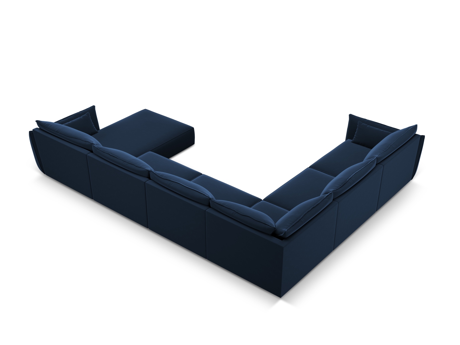 Velvet Panoramic Left Corner Sofa, "Kaelle", 8 Seats, 384x284x85