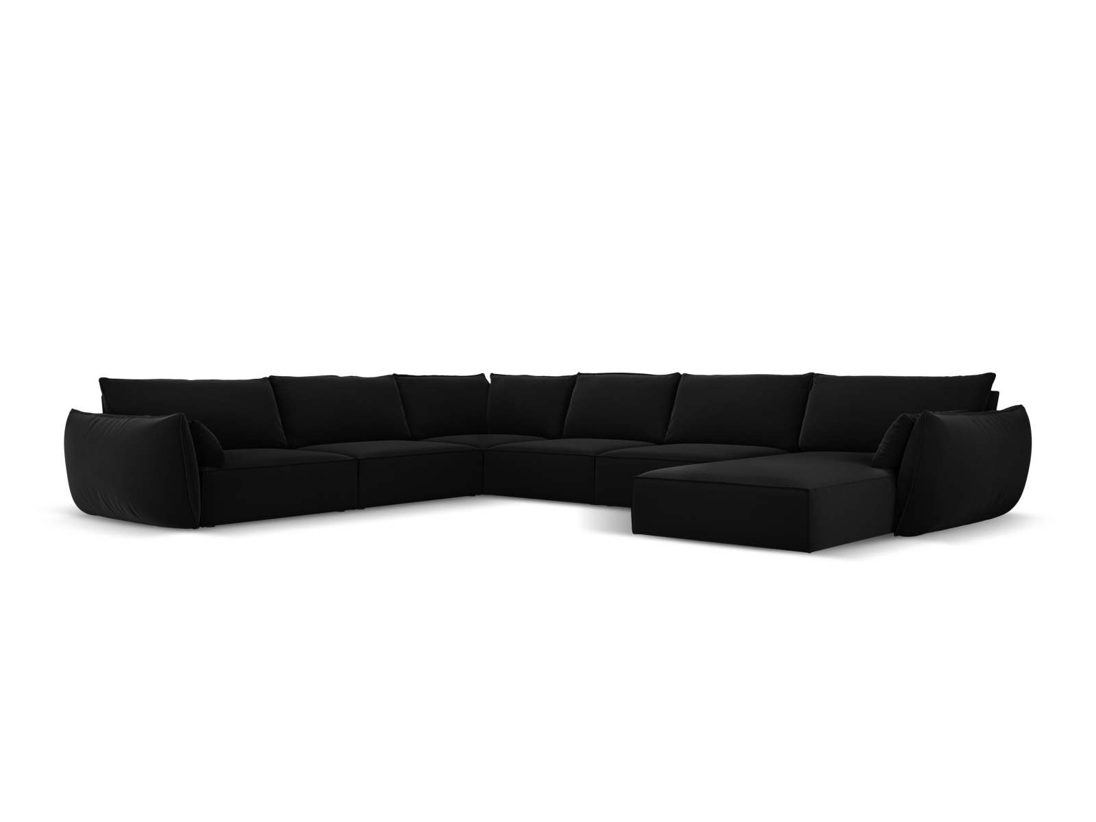 Velvet Panoramic Left Corner Sofa, "Kaelle", 8 Seats, 384x284x85