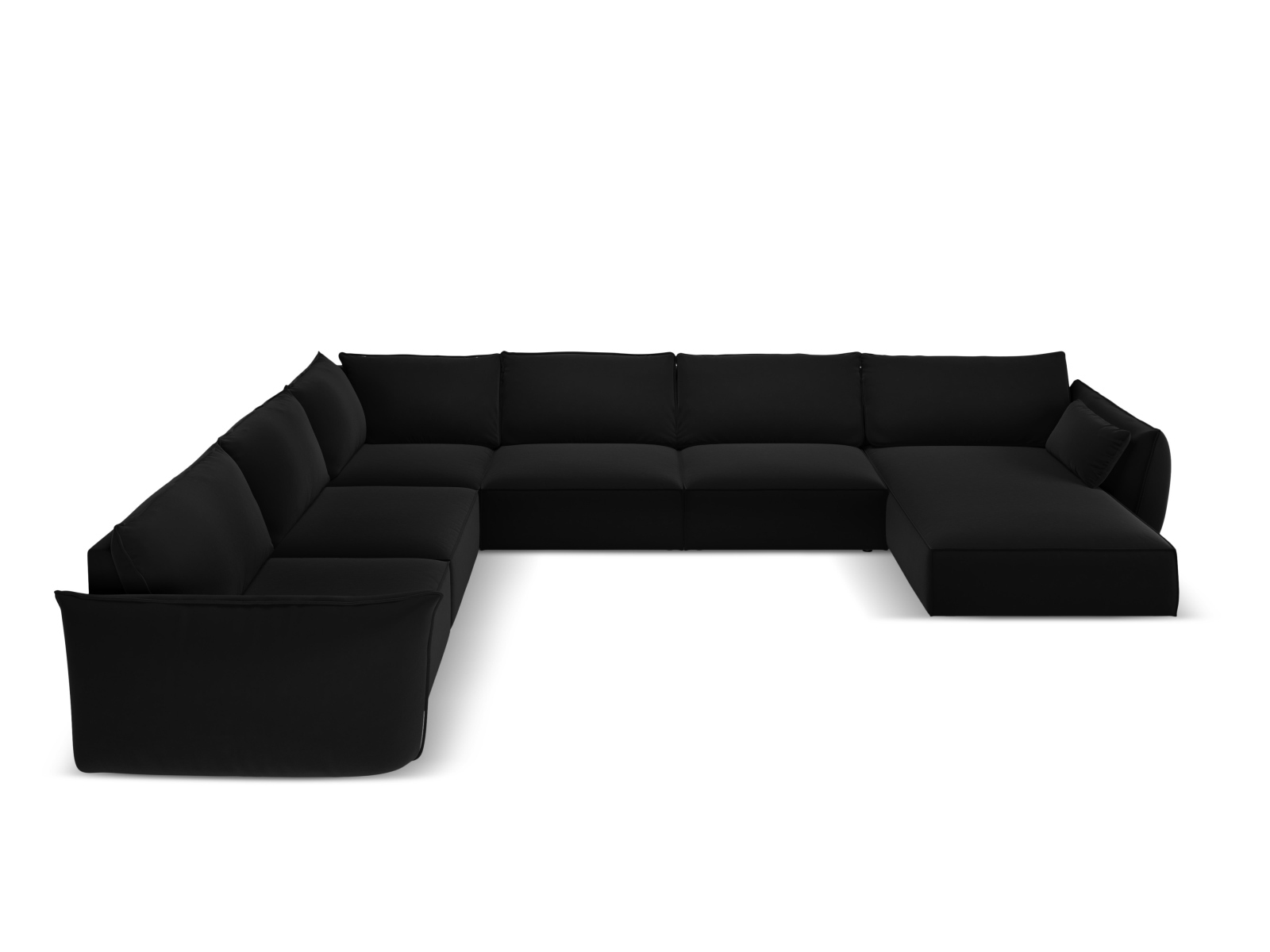 Velvet Panoramic Left Corner Sofa, "Kaelle", 8 Seats, 384x284x85