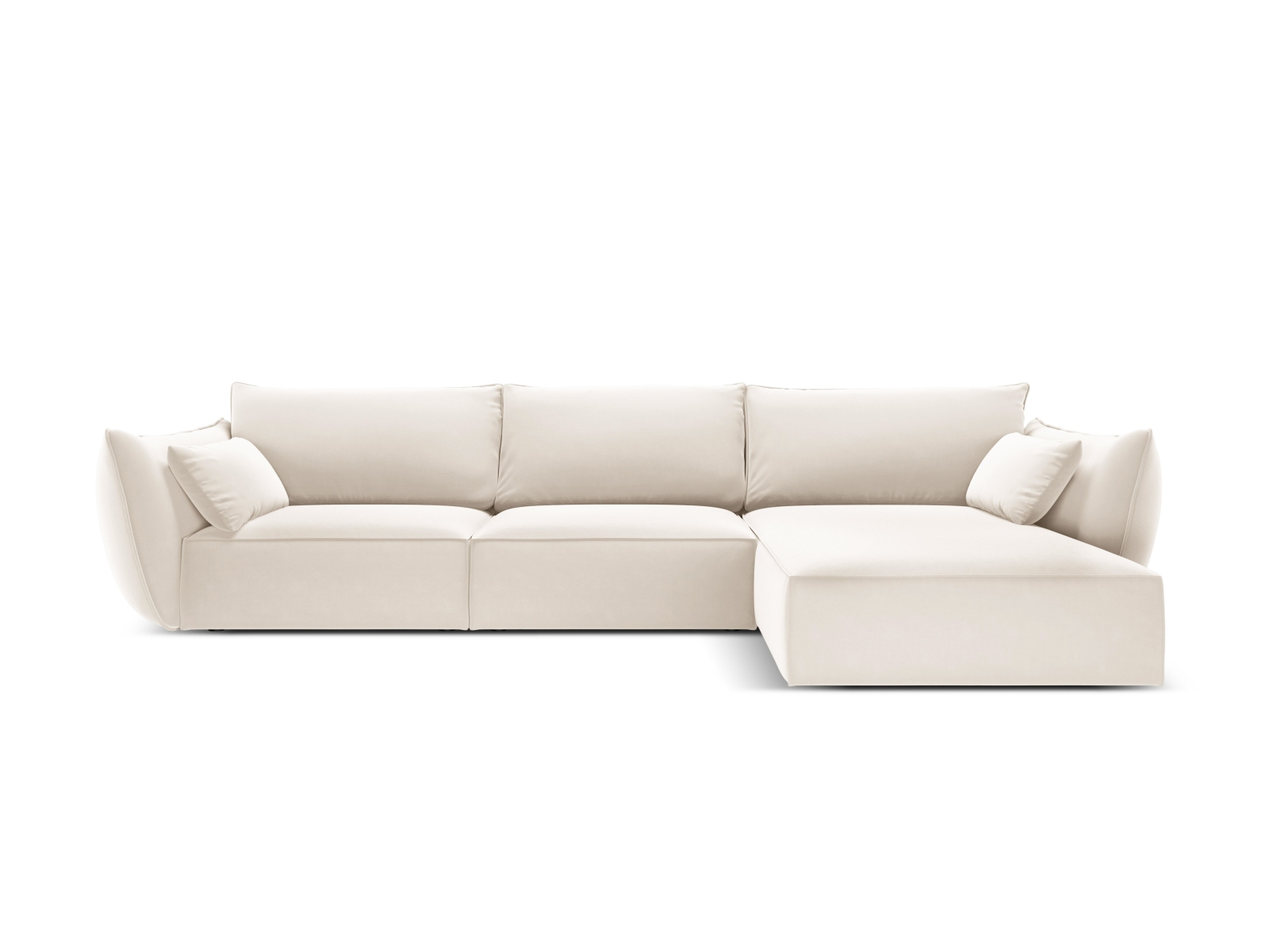 Velvet Right Corner Sofa, "Kaelle", 4 Seats, 308x171x85