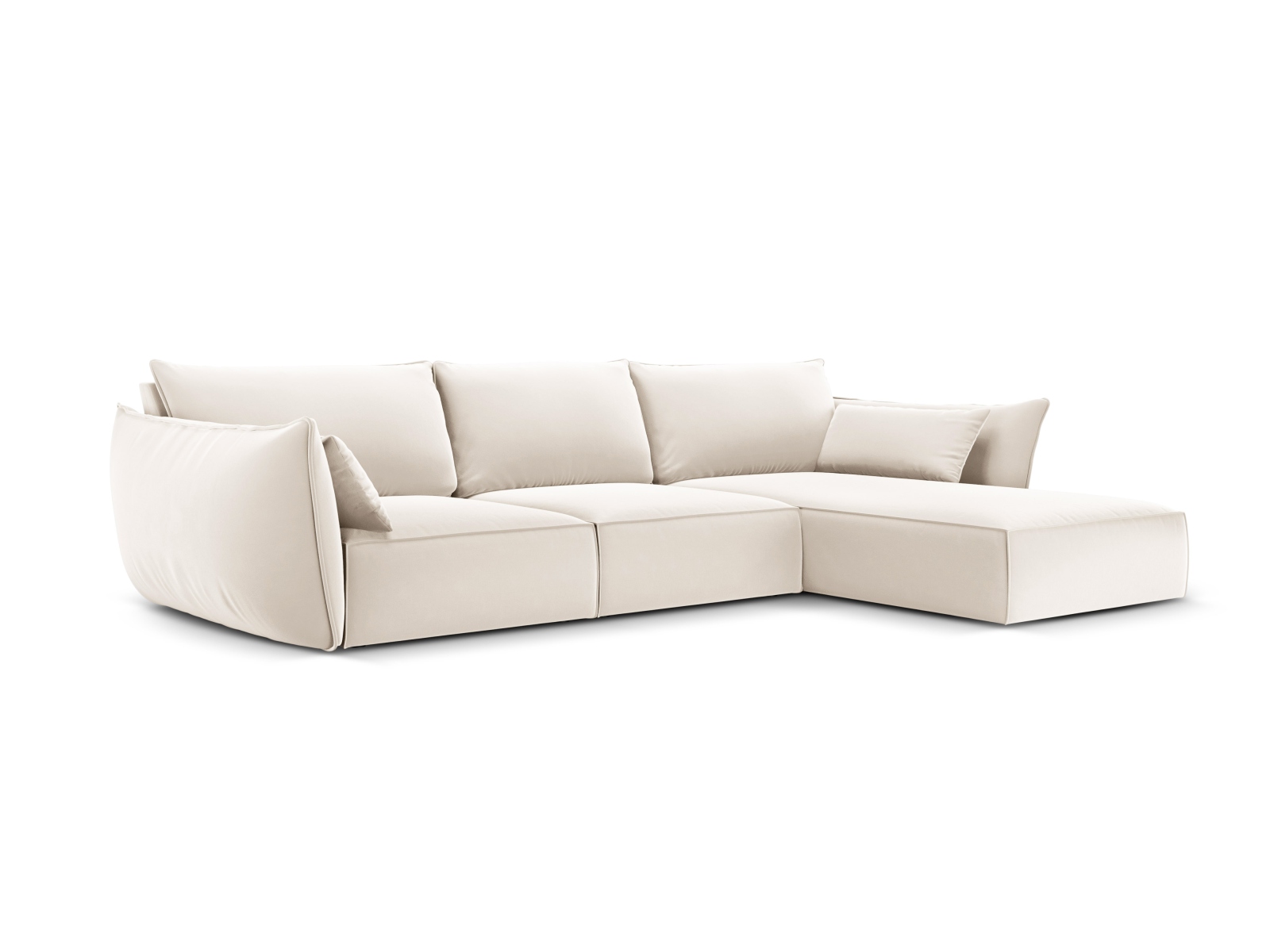 Velvet Right Corner Sofa, "Kaelle", 4 Seats, 308x171x85
