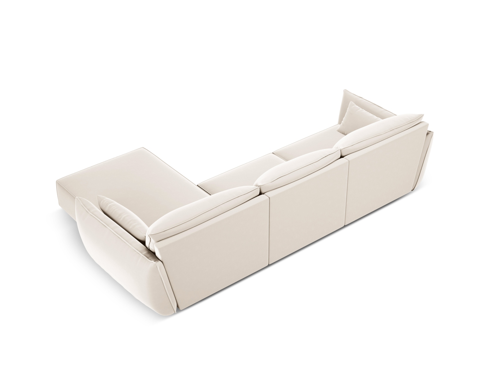 Velvet Right Corner Sofa, "Kaelle", 4 Seats, 308x171x85