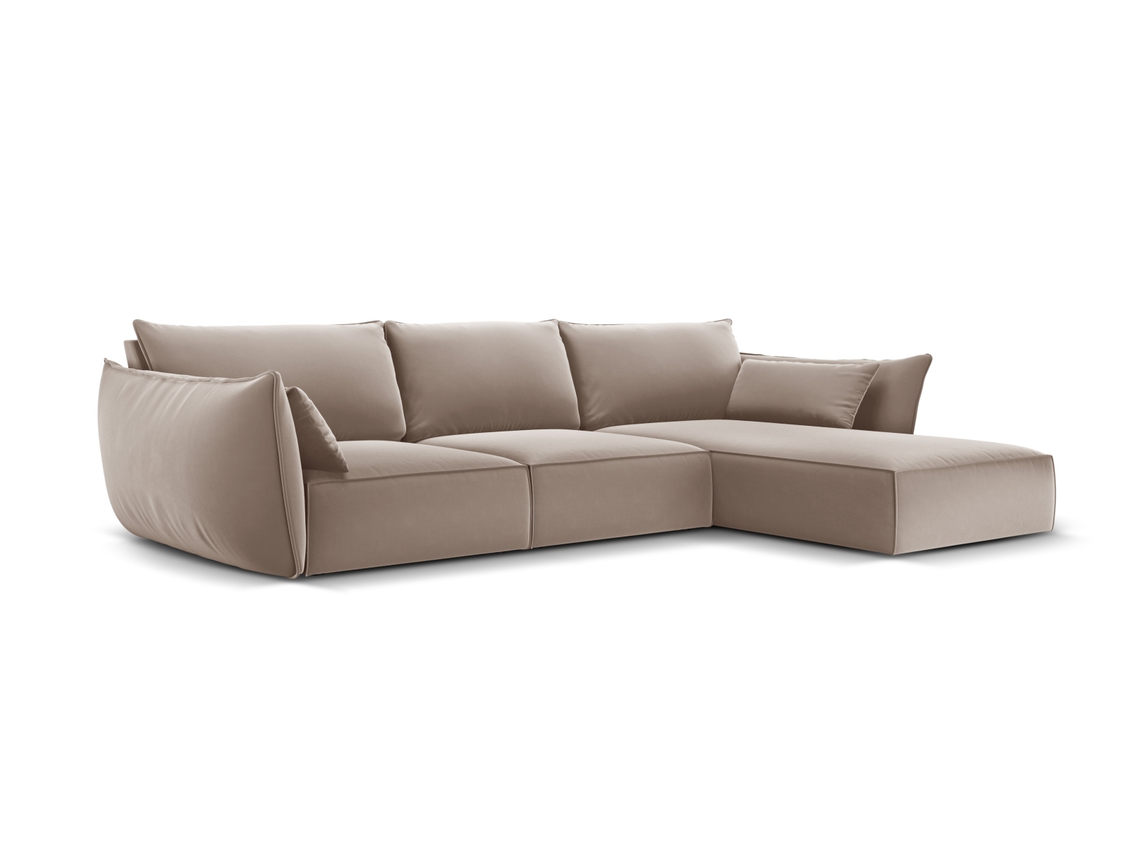 Velvet Right Corner Sofa, "Kaelle", 4 Seats, 308x171x85