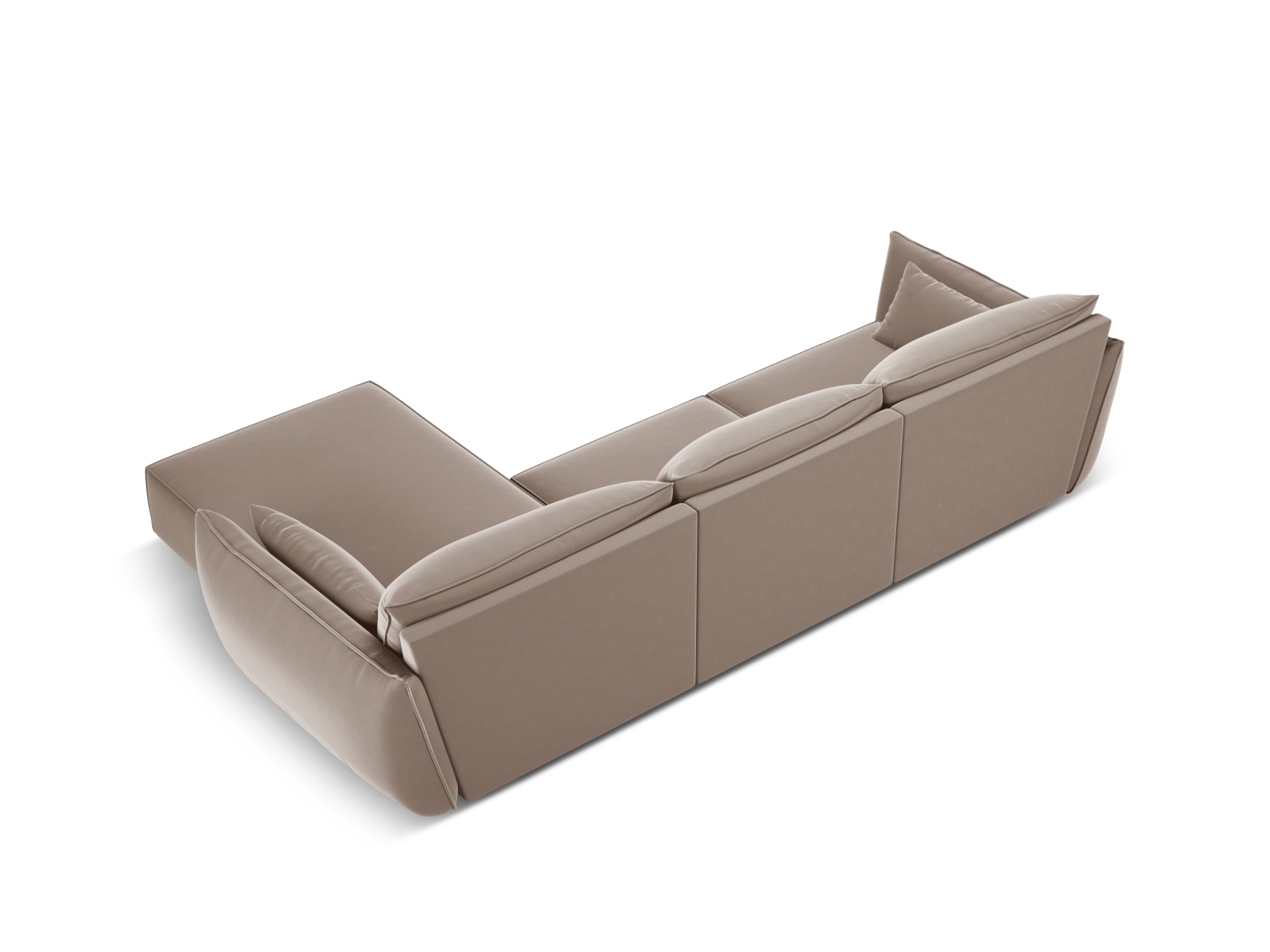 Velvet Right Corner Sofa, "Kaelle", 4 Seats, 308x171x85