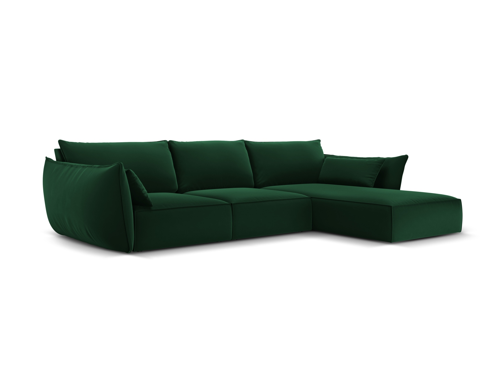 Velvet Right Corner Sofa, "Kaelle", 4 Seats, 308x171x85