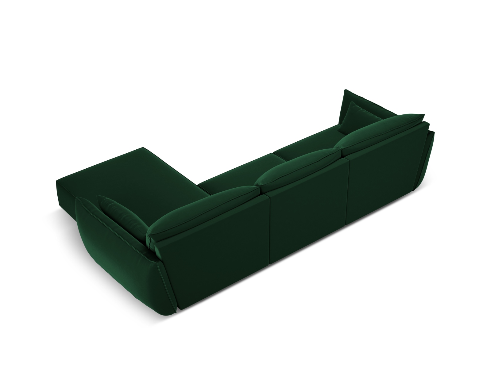 Velvet Right Corner Sofa, "Kaelle", 4 Seats, 308x171x85