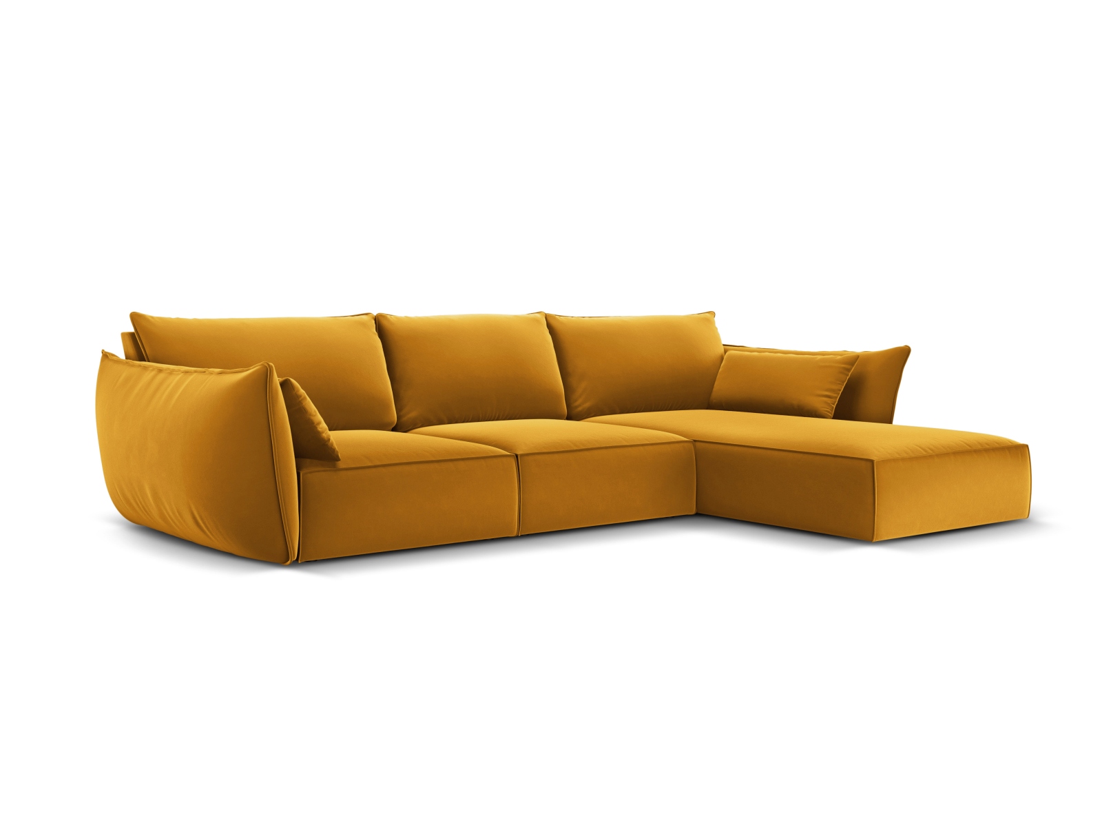 Velvet Right Corner Sofa, "Kaelle", 4 Seats, 308x171x85