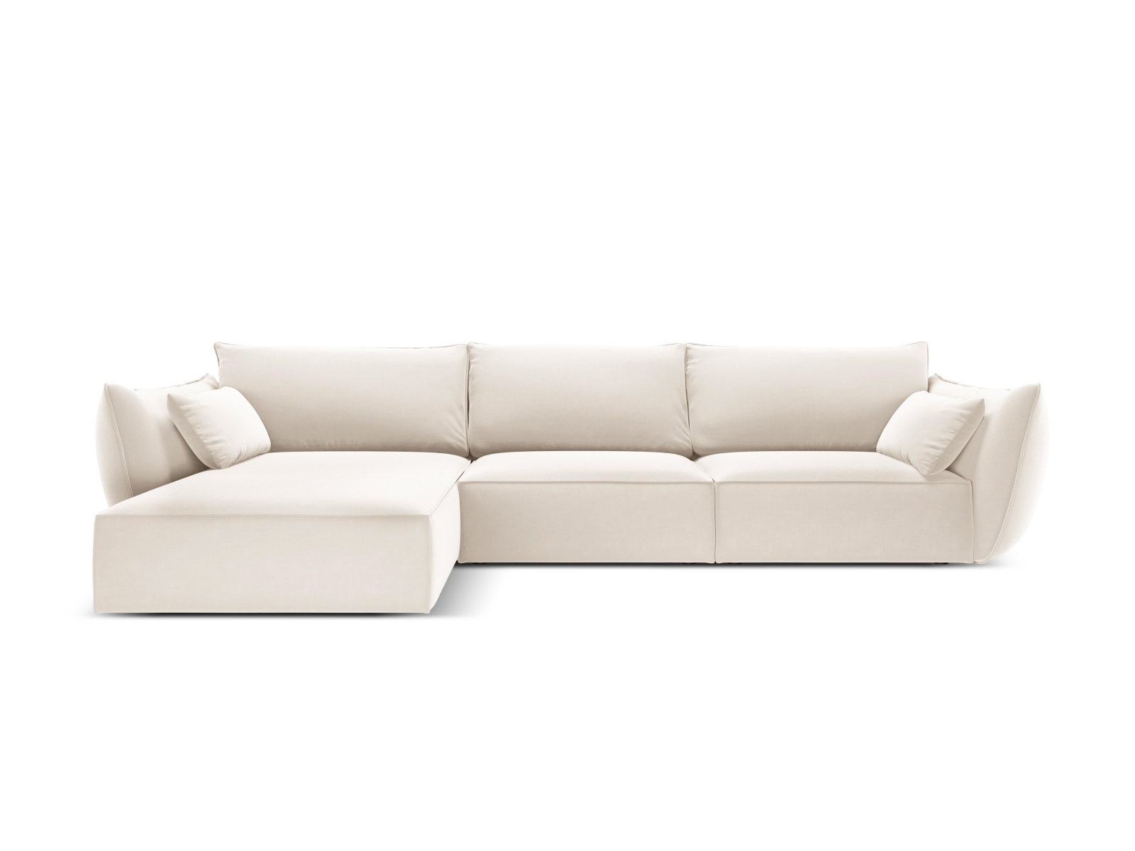 Velvet Left Corner Sofa, "Kaelle", 4 Seats, 308x171x85