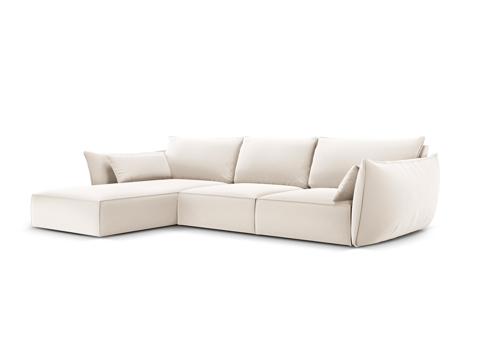 Velvet Left Corner Sofa, "Kaelle", 4 Seats, 308x171x85