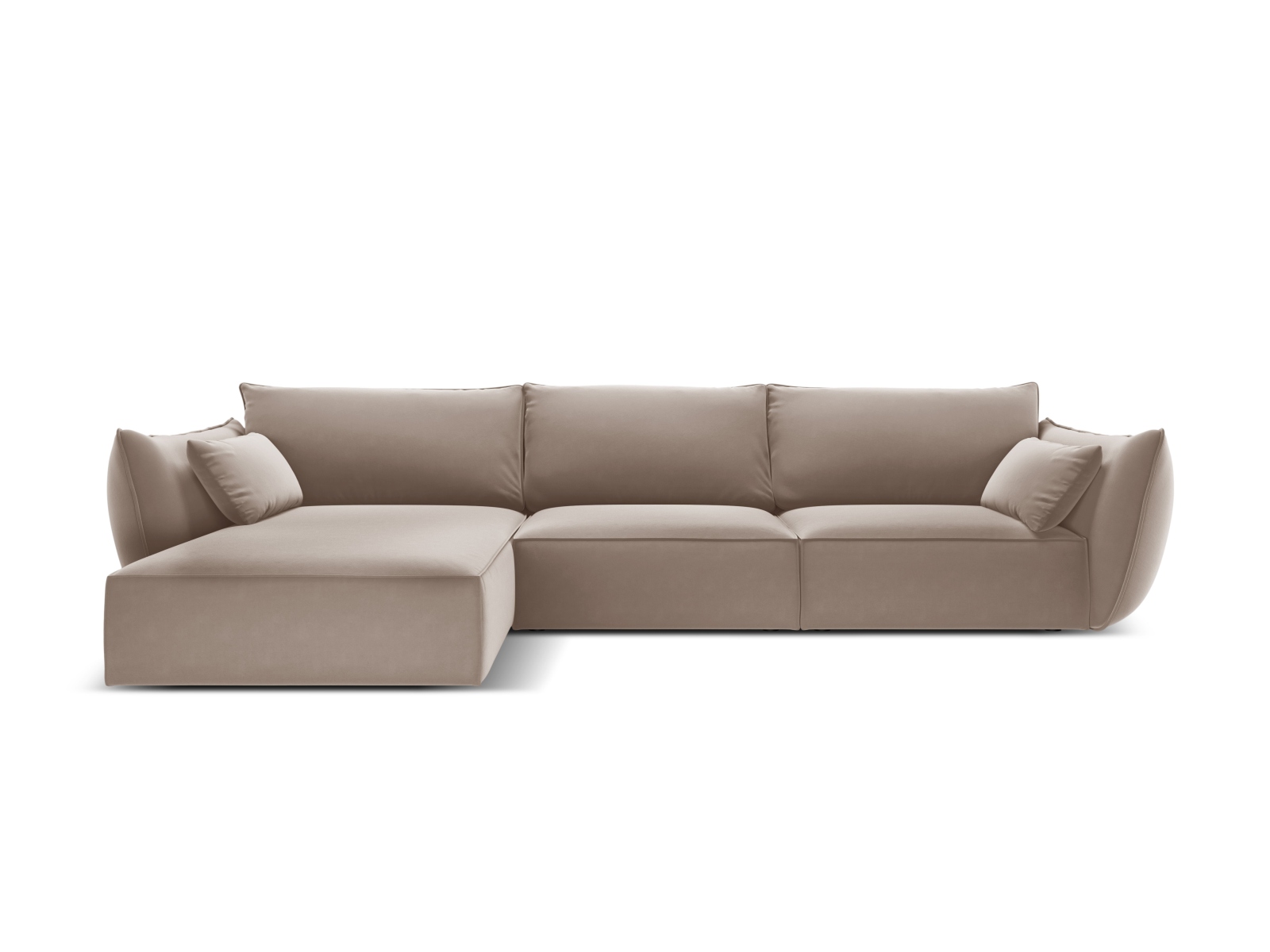 Velvet Left Corner Sofa, "Kaelle", 4 Seats, 308x171x85