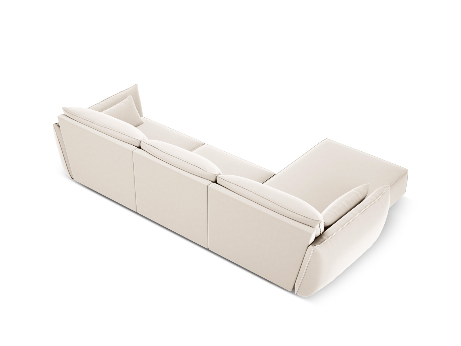 Velvet Left Corner Sofa, "Kaelle", 4 Seats, 308x171x85