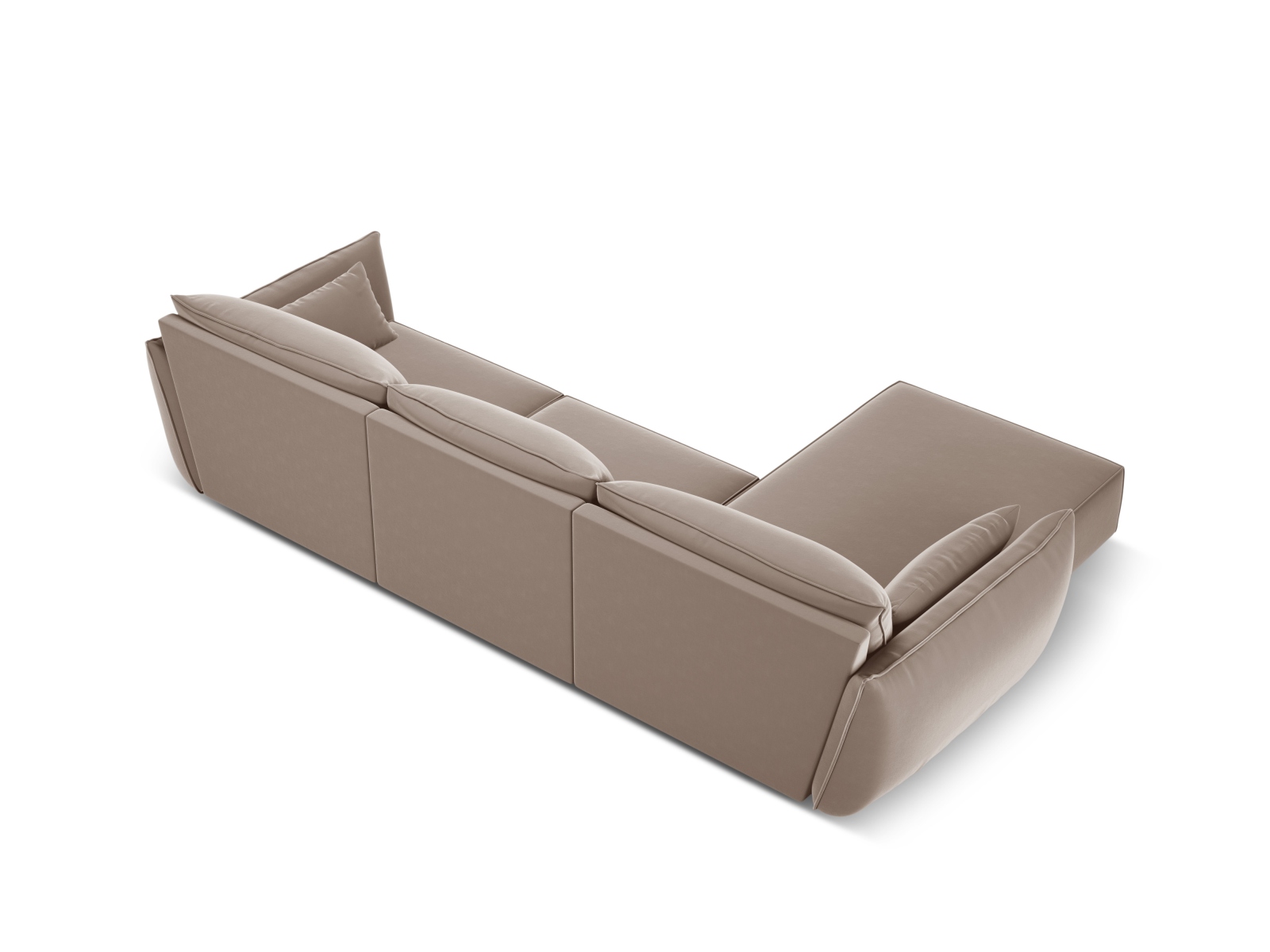 Velvet Left Corner Sofa, "Kaelle", 4 Seats, 308x171x85