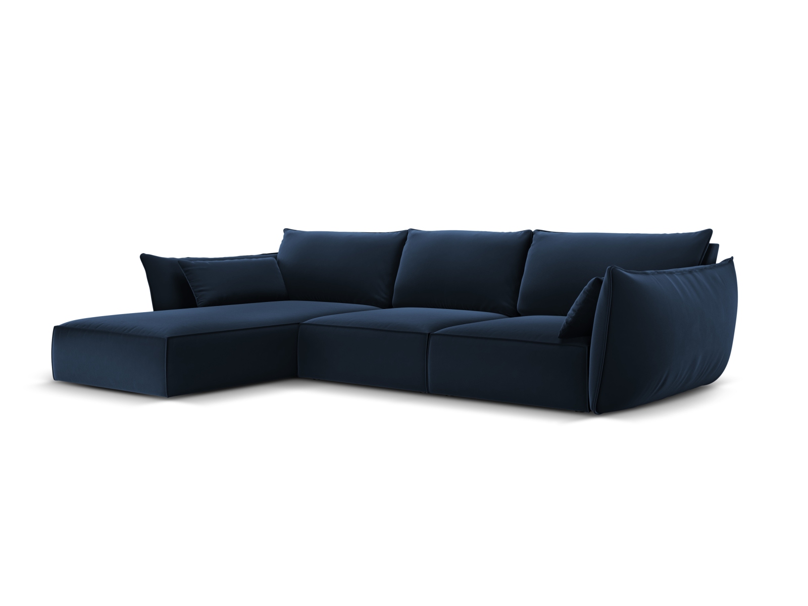 Velvet Left Corner Sofa, "Kaelle", 4 Seats, 308x171x85