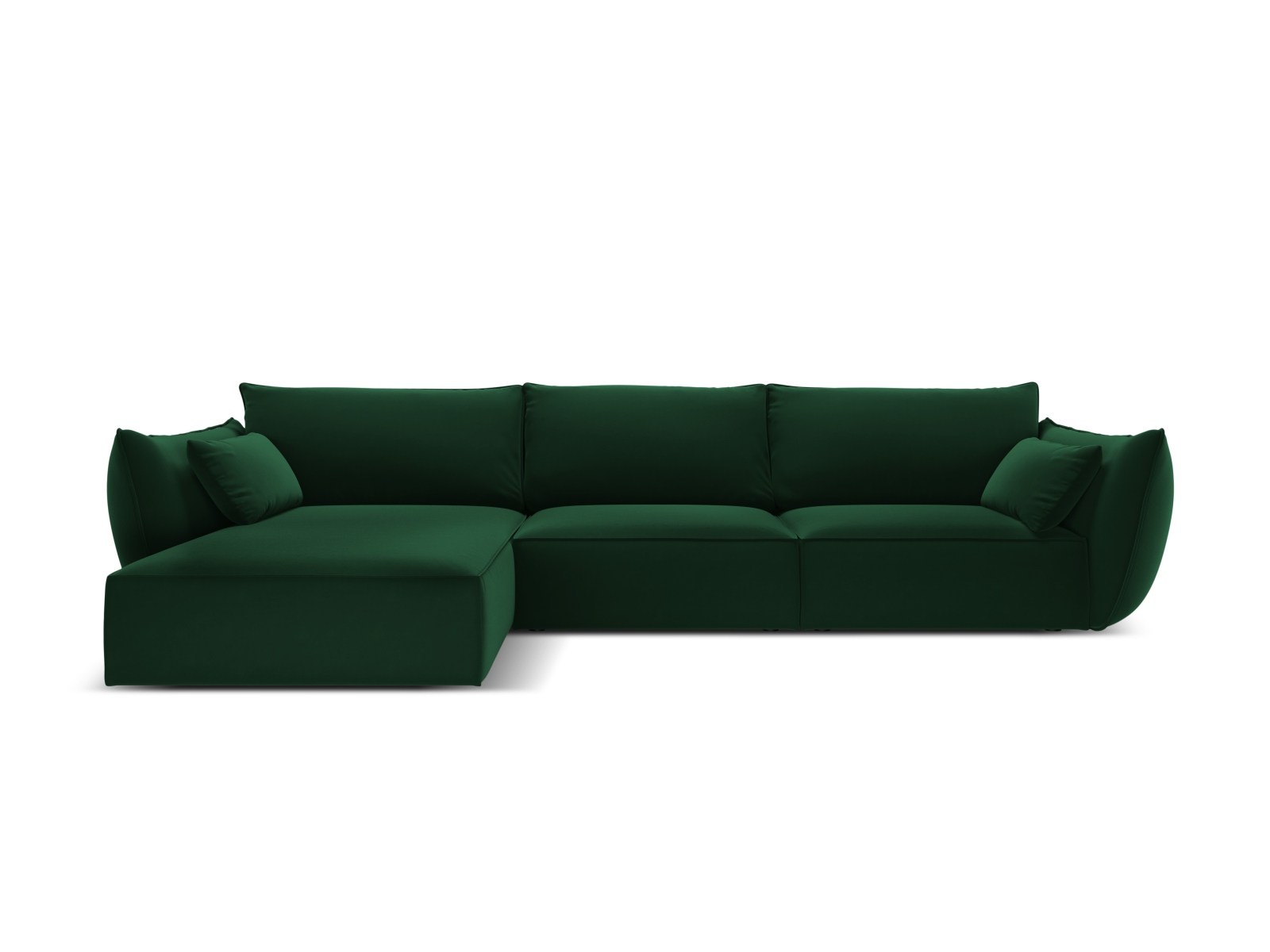Velvet Left Corner Sofa, "Kaelle", 4 Seats, 308x171x85