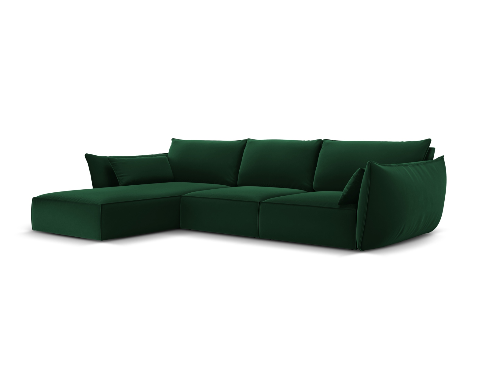 Velvet Left Corner Sofa, "Kaelle", 4 Seats, 308x171x85