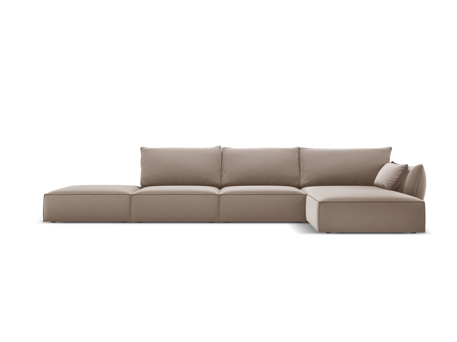 Velvet Right Corner Sofa, "Kaelle", 5 Seats, 364x171x85