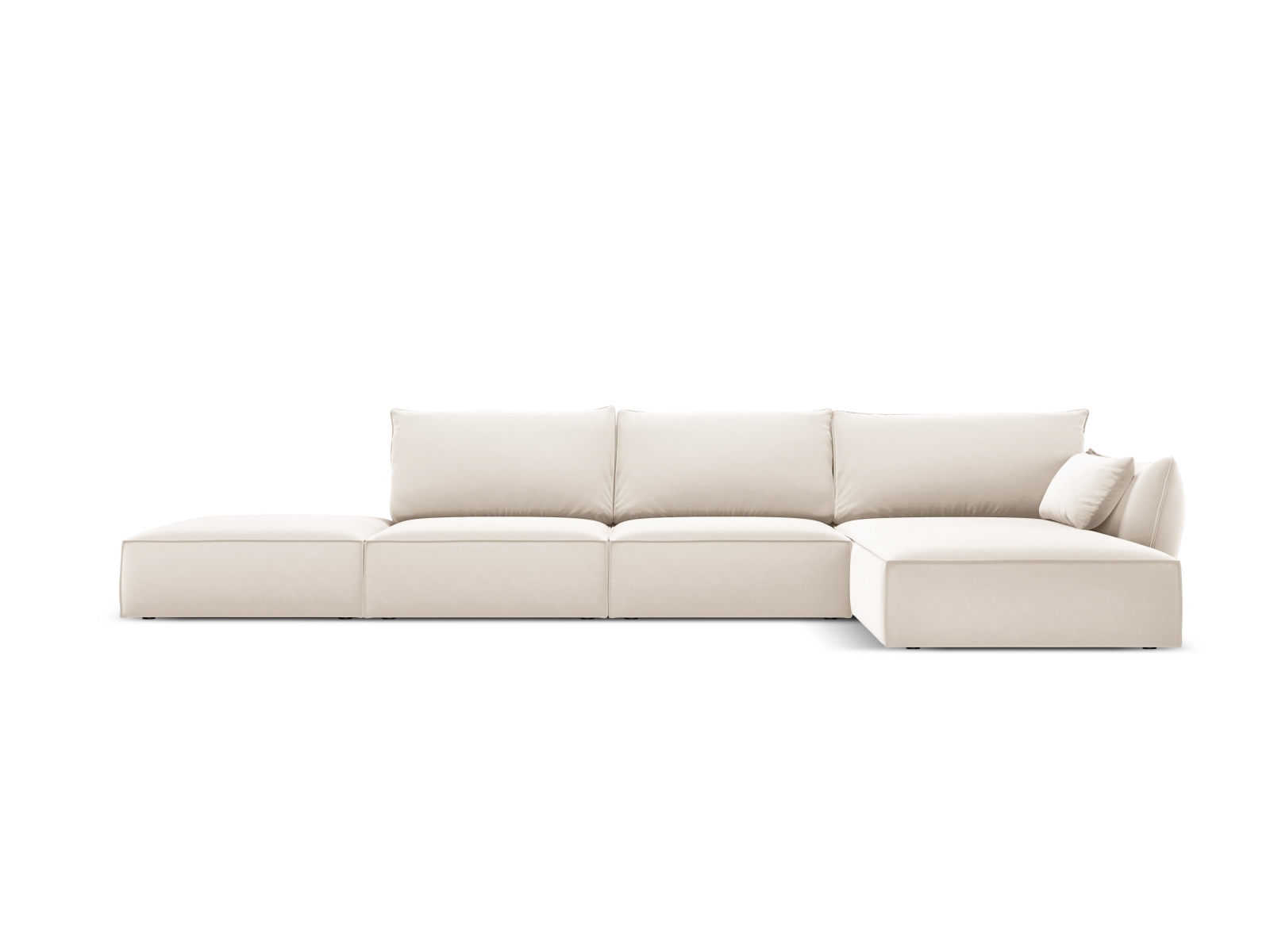 Velvet Right Corner Sofa, "Kaelle", 5 Seats, 364x171x85