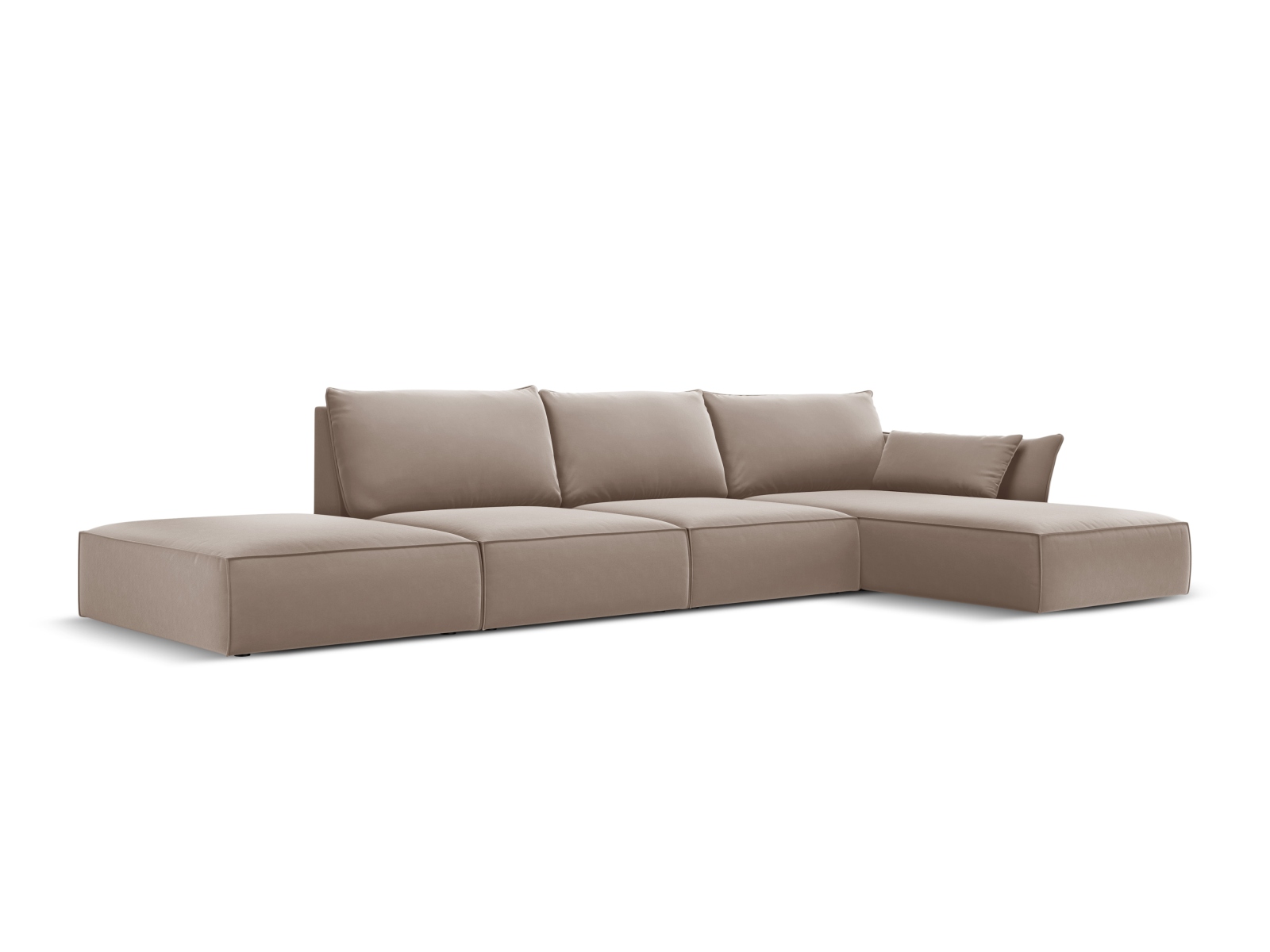Velvet Right Corner Sofa, "Kaelle", 5 Seats, 364x171x85