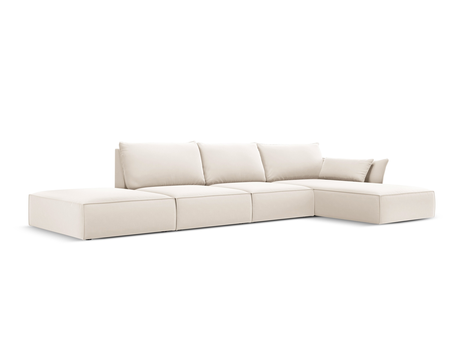Velvet Right Corner Sofa, "Kaelle", 5 Seats, 364x171x85
