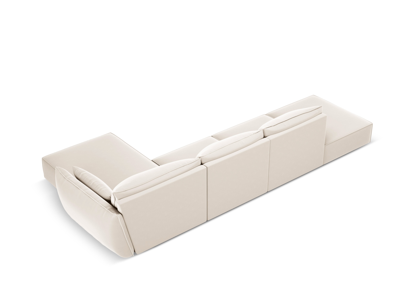 Velvet Right Corner Sofa, "Kaelle", 5 Seats, 364x171x85