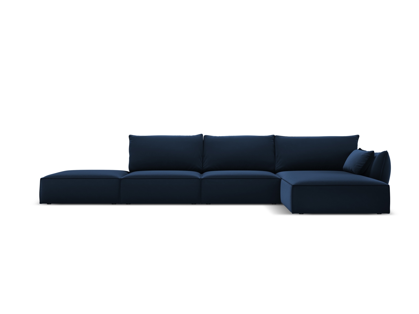 Velvet Right Corner Sofa, "Kaelle", 5 Seats, 364x171x85