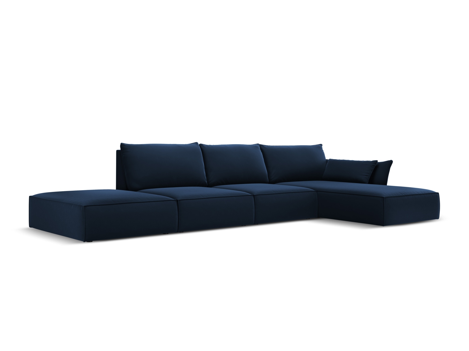 Velvet Right Corner Sofa, "Kaelle", 5 Seats, 364x171x85