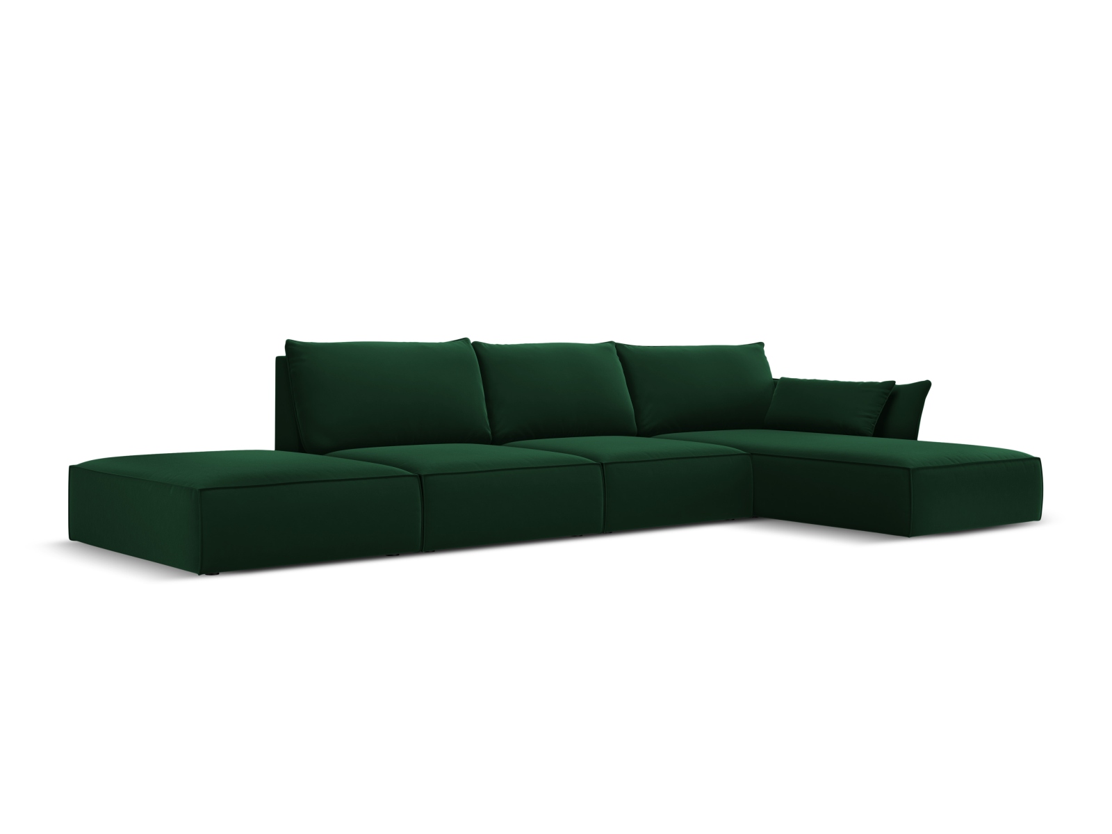 Velvet Right Corner Sofa, "Kaelle", 5 Seats, 364x171x85