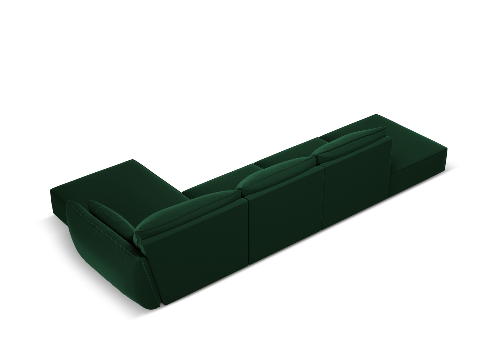 Velvet Right Corner Sofa, "Kaelle", 5 Seats, 364x171x85
