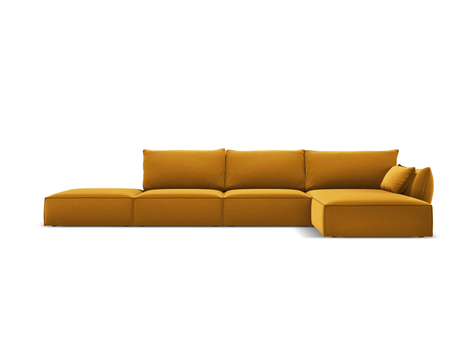 Velvet Right Corner Sofa, "Kaelle", 5 Seats, 364x171x85