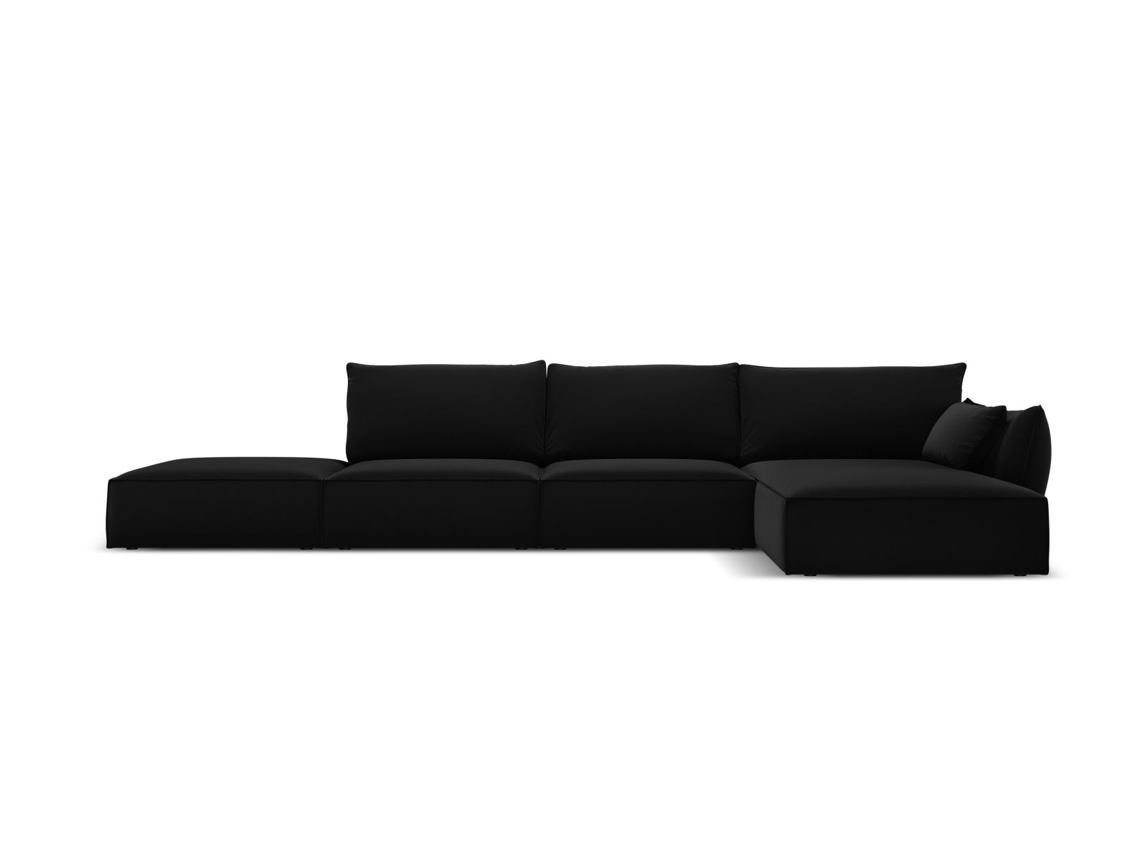 Velvet Right Corner Sofa, "Kaelle", 5 Seats, 364x171x85