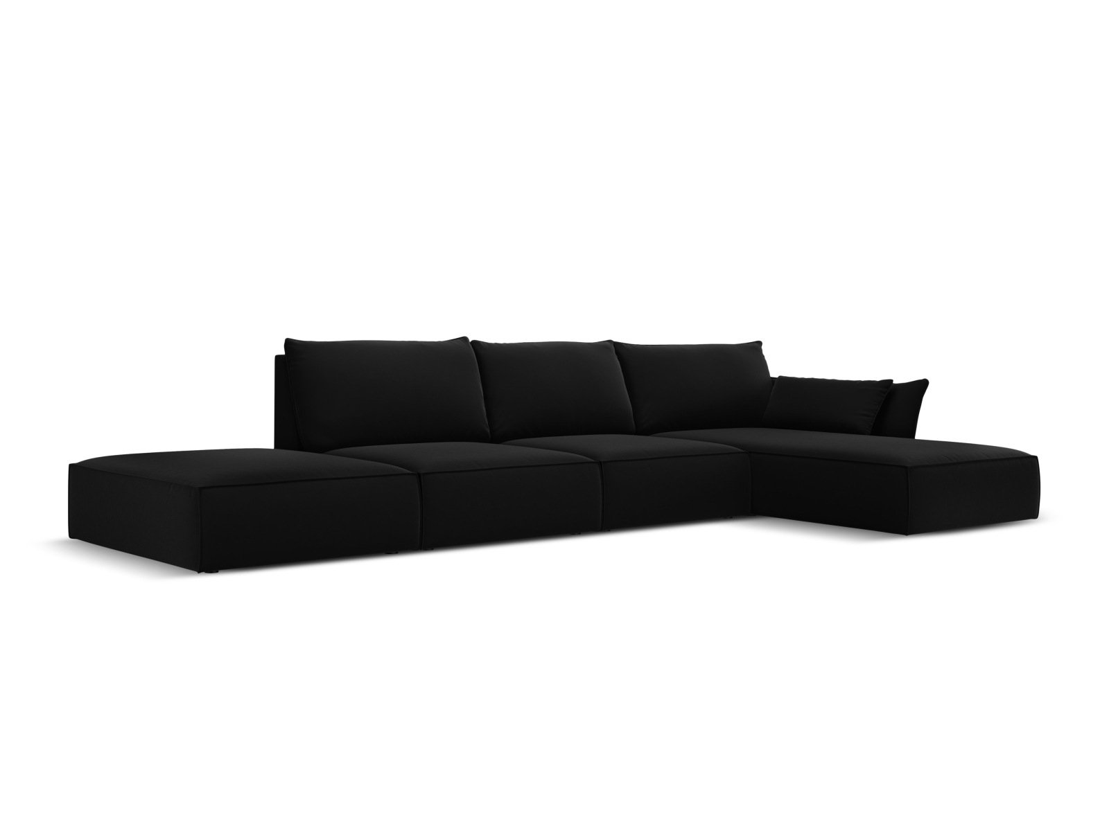 Velvet Right Corner Sofa, "Kaelle", 5 Seats, 364x171x85