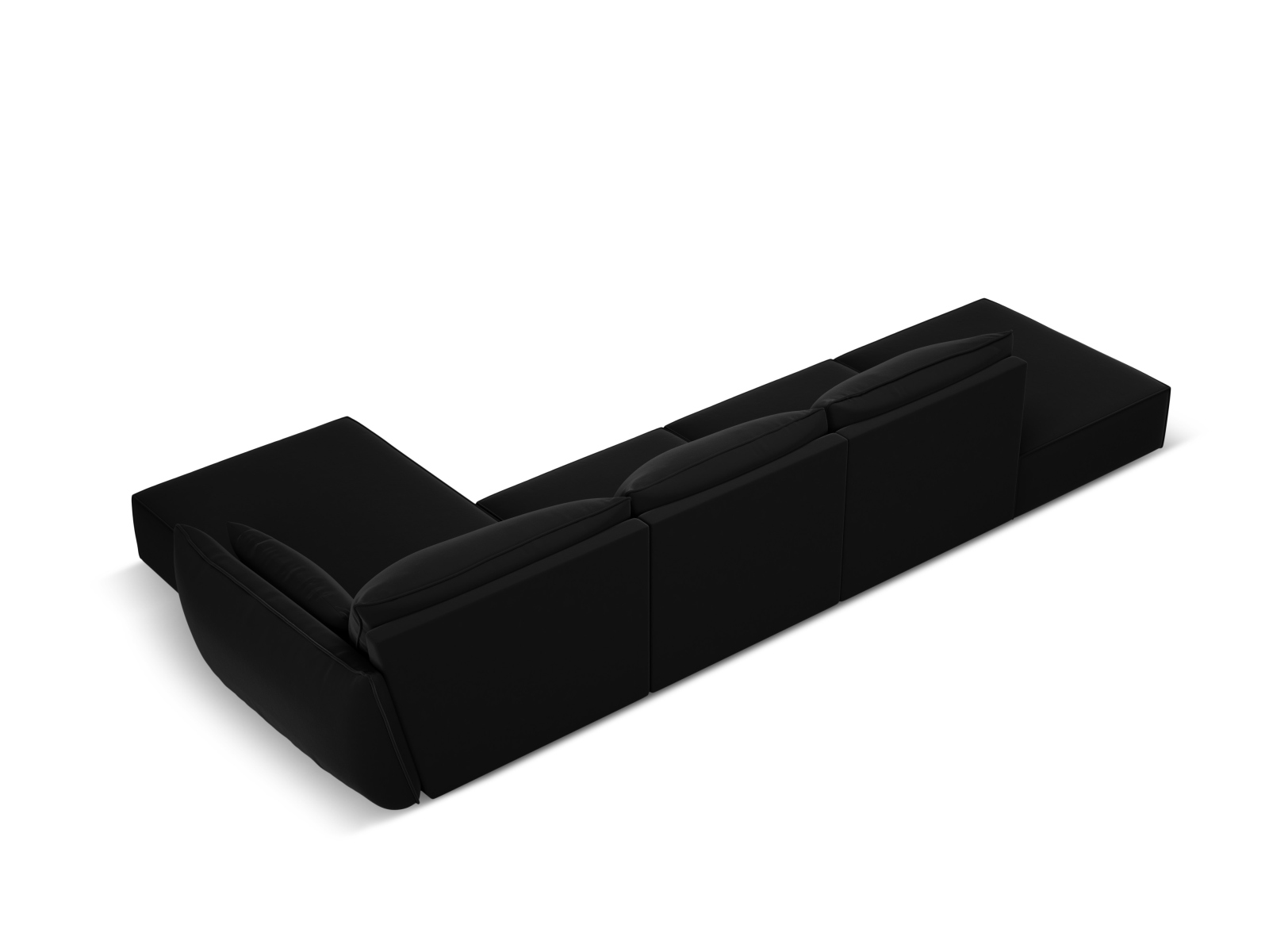 Velvet Right Corner Sofa, "Kaelle", 5 Seats, 364x171x85