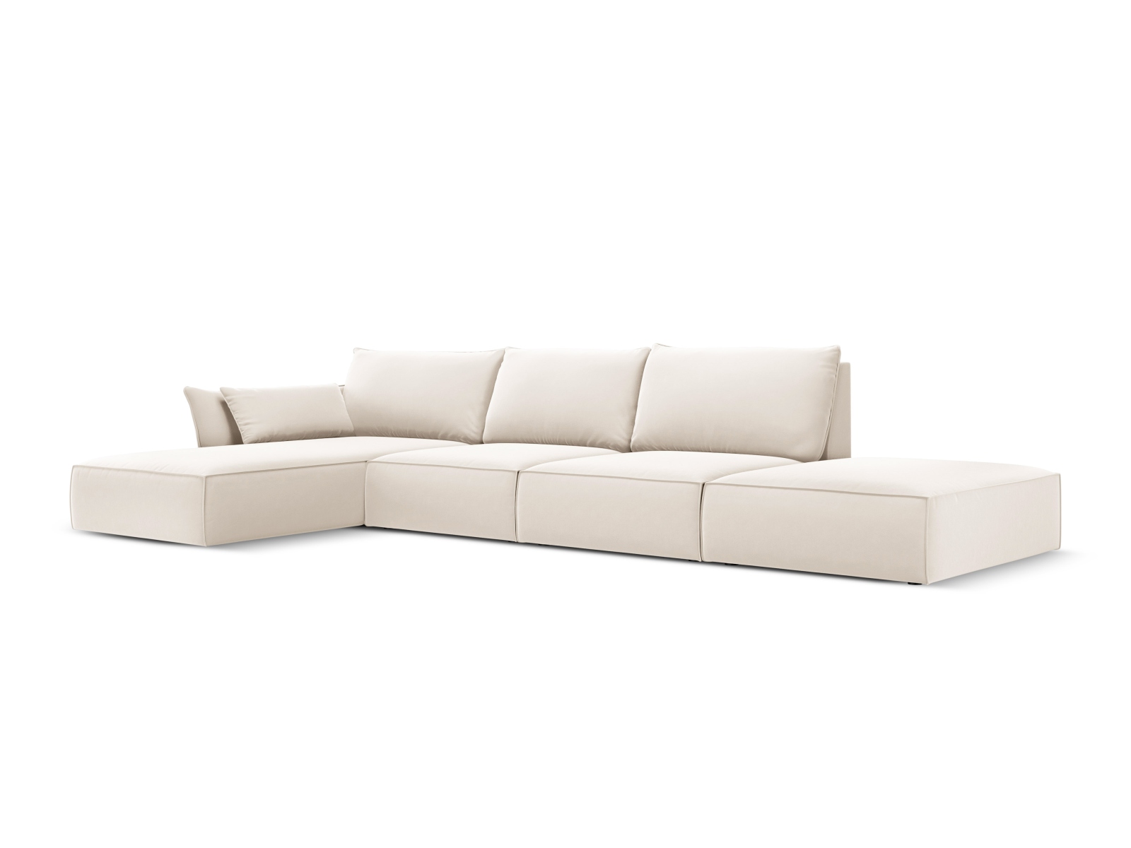 Velvet Left Corner Sofa, "Kaelle", 5 Seats, 364x171x85