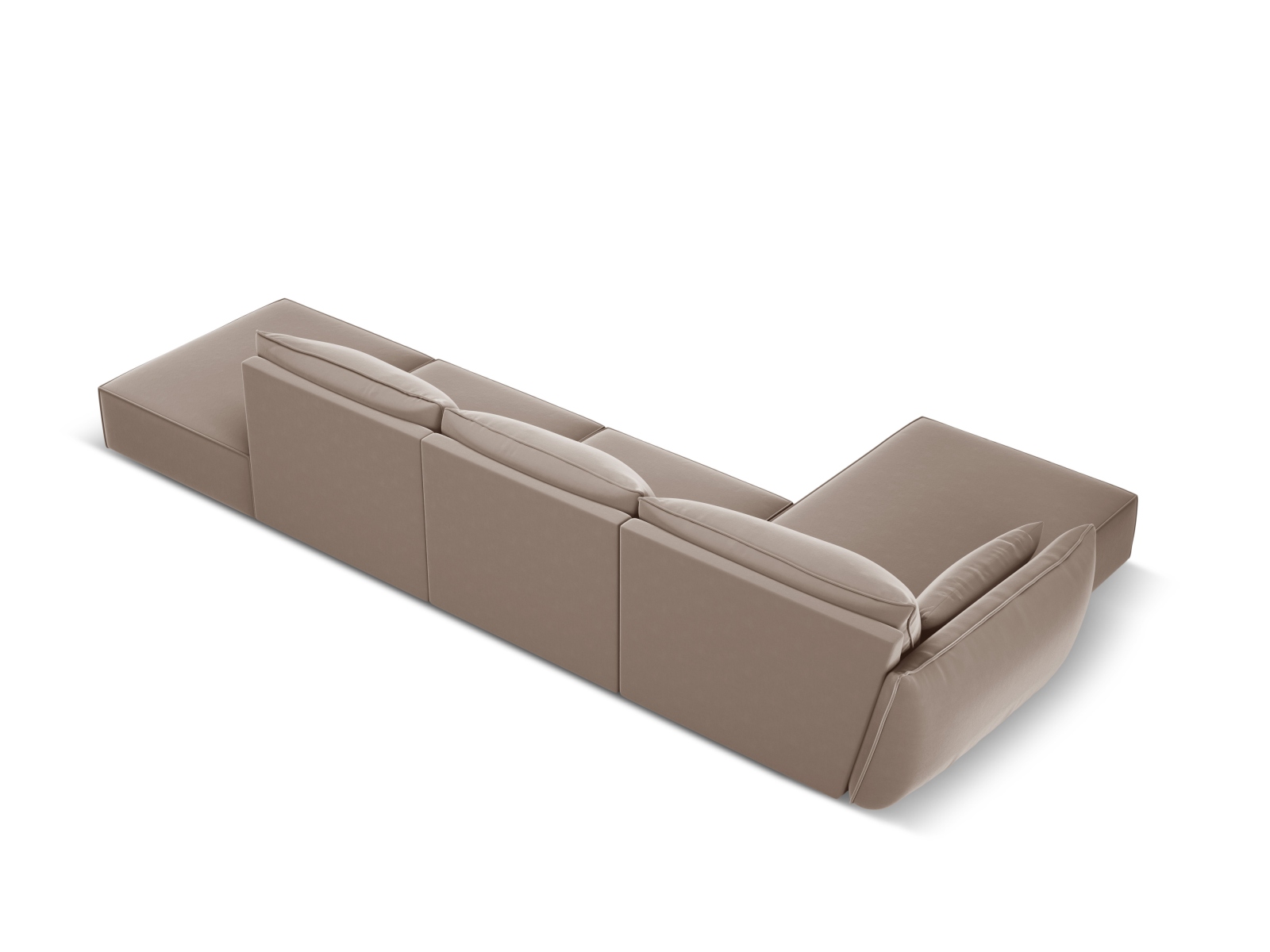 Velvet Left Corner Sofa, "Kaelle", 5 Seats, 364x171x85