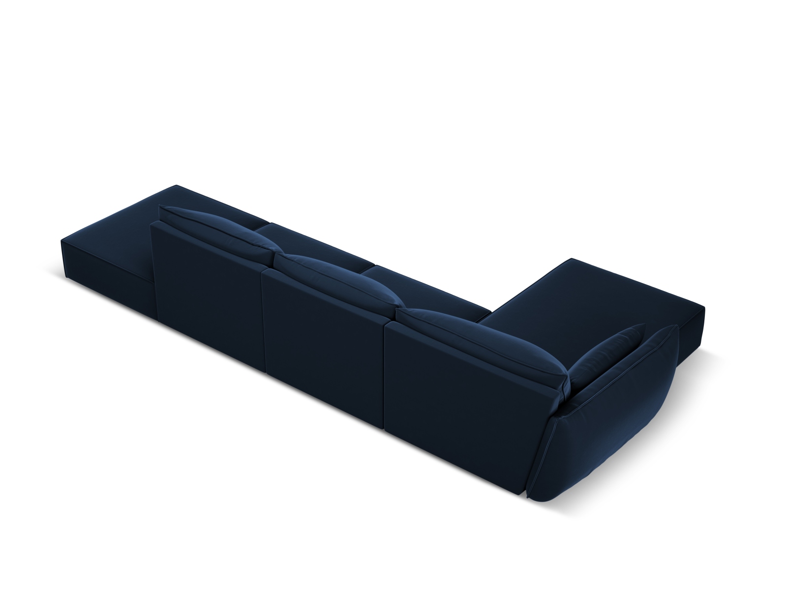 Velvet Left Corner Sofa, "Kaelle", 5 Seats, 364x171x85