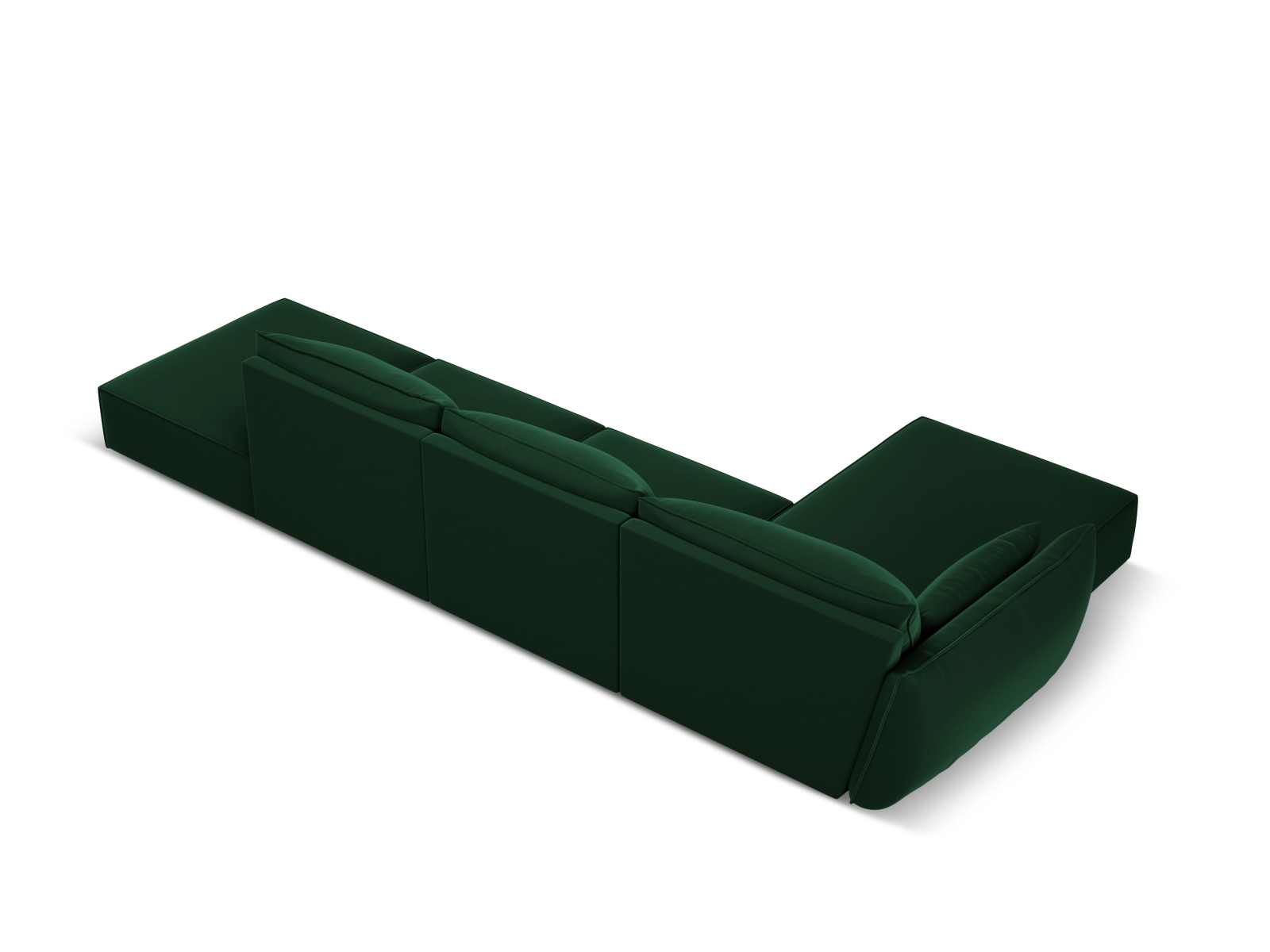 Velvet Left Corner Sofa, "Kaelle", 5 Seats, 364x171x85