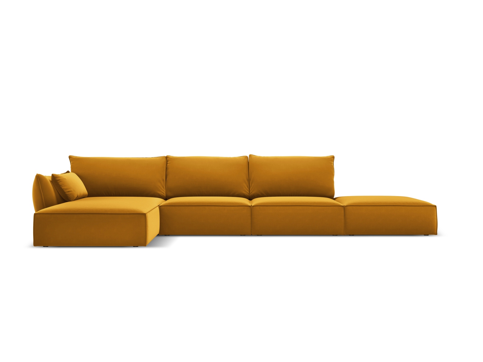 Velvet Left Corner Sofa, "Kaelle", 5 Seats, 364x171x85