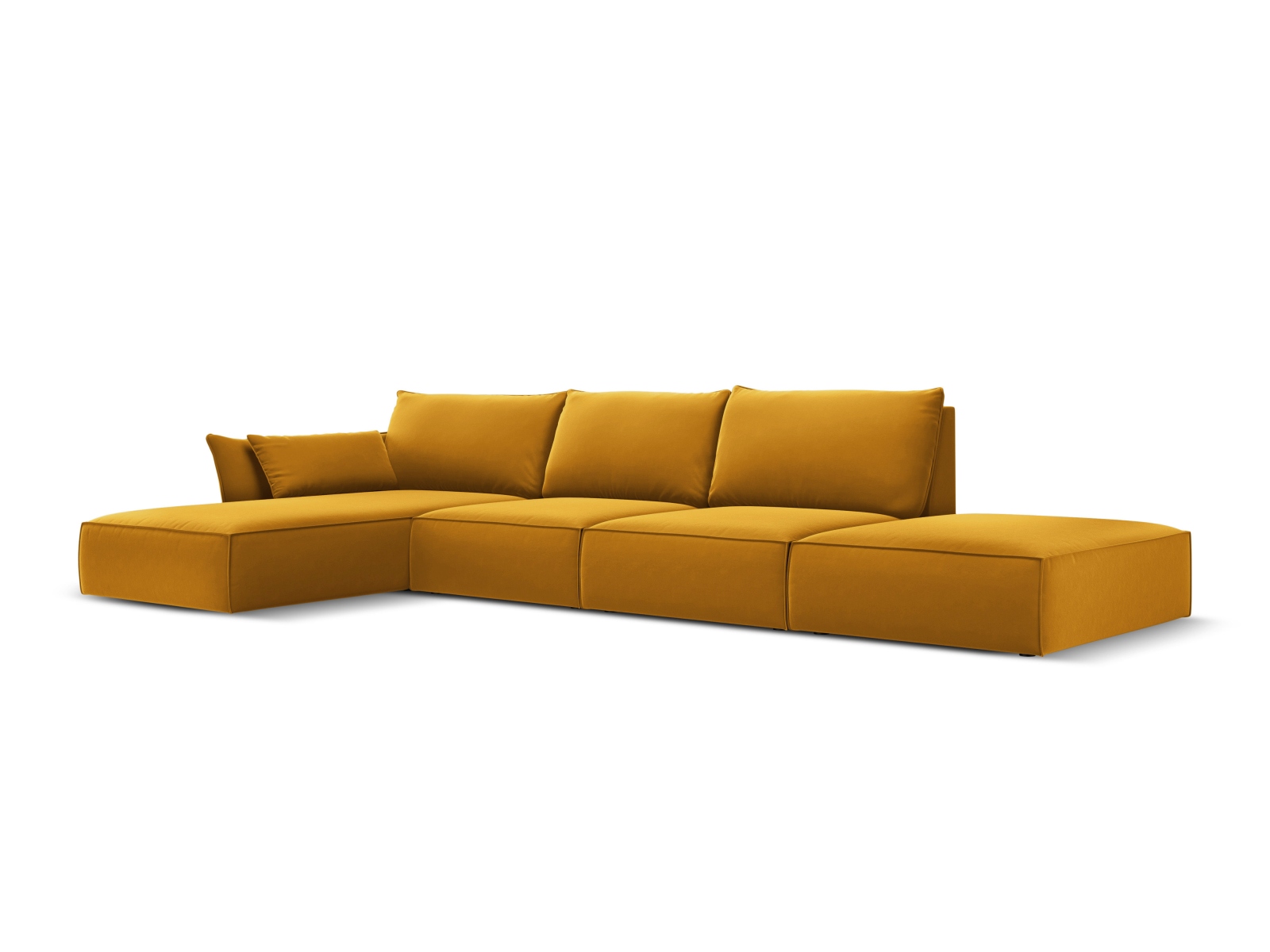 Velvet Left Corner Sofa, "Kaelle", 5 Seats, 364x171x85