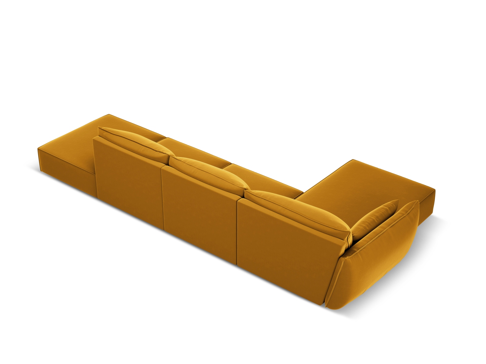 Velvet Left Corner Sofa, "Kaelle", 5 Seats, 364x171x85