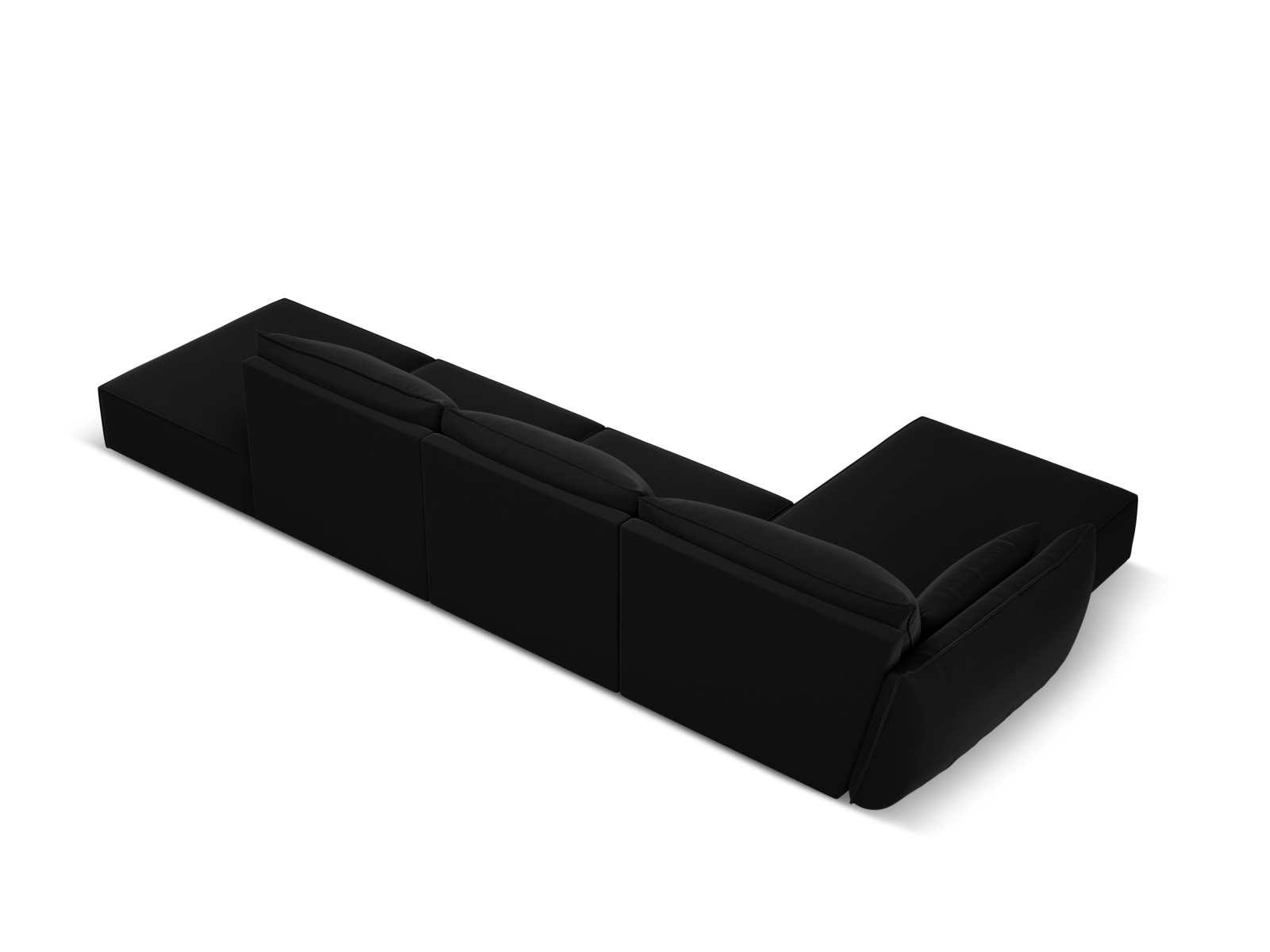 Velvet Left Corner Sofa, "Kaelle", 5 Seats, 364x171x85