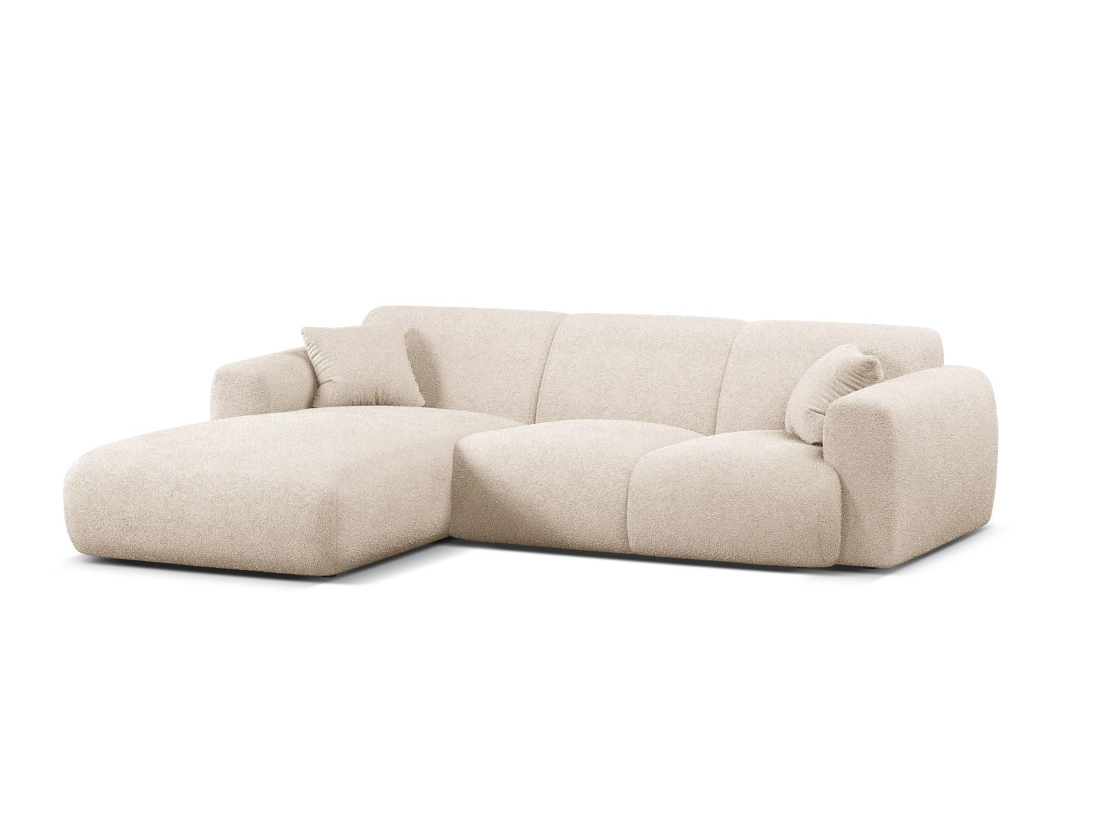 Boucle Left Corner Sofa, "Molino", 4 Seats, 255x170x72