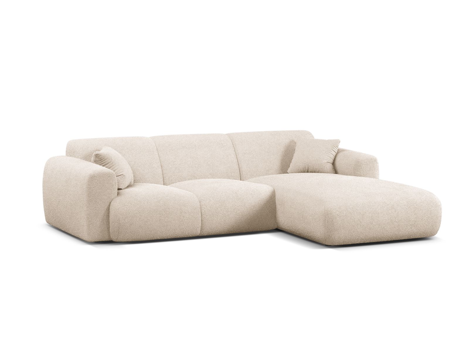 Boucle Right Corner Sofa, "Molino", 4 Seats, 255x170x72