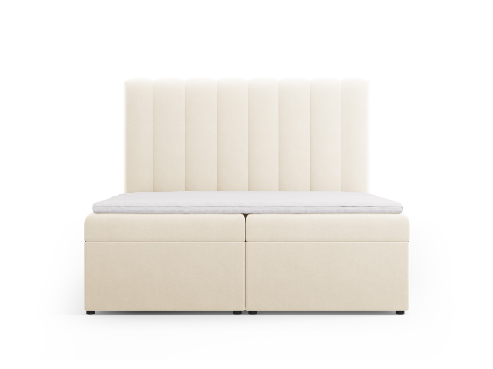 Boxspring Bed Set: Headboard + Box Springs/Mattress + Mattress Topper, "Kelp", 160x210x125
