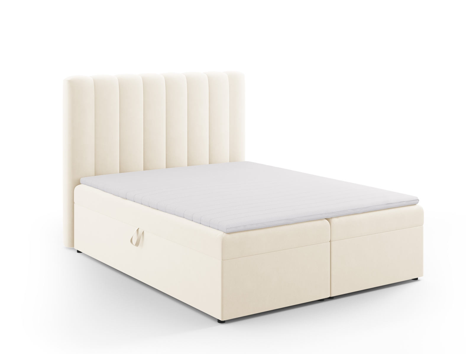 Boxspring Bed Set: Headboard + Box Springs/Mattress + Mattress Topper, "Kelp", 160x210x125