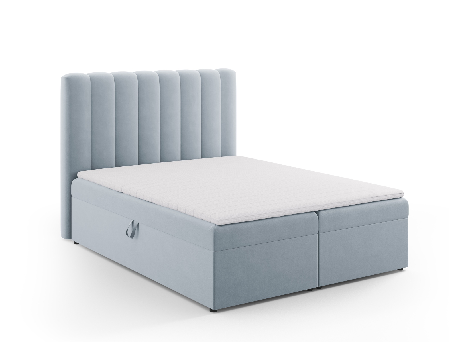 Boxspring Bed Set: Headboard + Box Springs/Mattress + Mattress Topper, "Kelp", 160x210x125